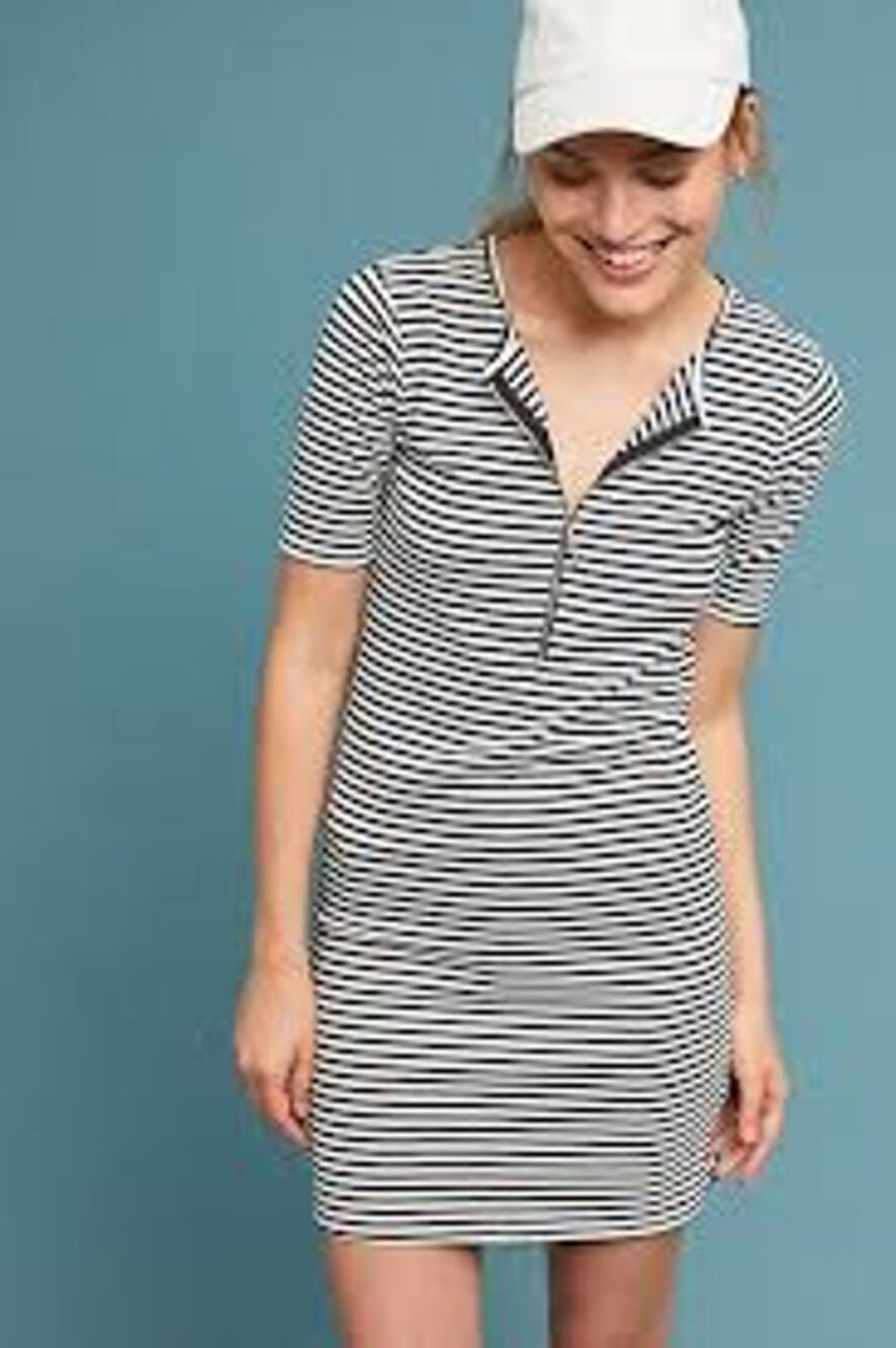 Anthropologie Dress Current Elliott The Leighton Black White Stripe New Sz 1
